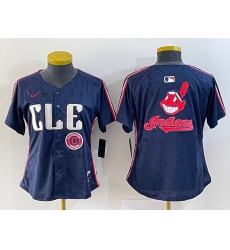 Women Cleveland Guardians Team Big Logo Navy 2024 City Connect Stitched Baseball Jersey 9 Women Cleveland Guardians Team Big Logo Navy 2024 City Connect Stitched Baseball Jersey 9
