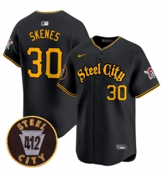 Youth Pittsburgh Pirates 30 Paul Skenes Black 412 Patch Vapor Premier Limited Stitched Baseball Jersey Youth Pittsburgh Pirates 30 Paul Skenes Black 412 Patch Vapor Premier Limited Stitched Baseball Jersey