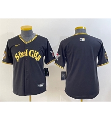 Youth Pittsburgh Pirates Blank Black 412 Patch Vapor Premier Limited Stitched Baseball Jersey