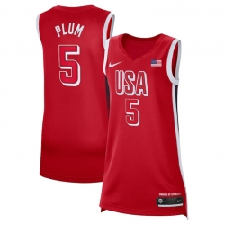 Women USA Basketball 5 Kelsey Plum Red 2024 Swingman Stitched Jersey