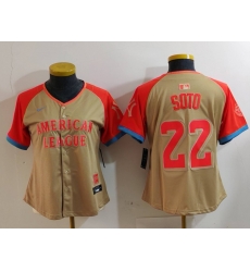 Women American League 22 Juan Soto Cream 2024 All Star Limited Stitched Baseball Jersey 5 Women American League 22 Juan Soto Cream 2024 All Star Limited Stitched Baseball Jersey 5
