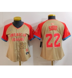 Women American League 22 Juan Soto Cream 2024 All Star Limited Stitched Baseball Jersey 9 Women American League 22 Juan Soto Cream 2024 All Star Limited Stitched Baseball Jersey 9
