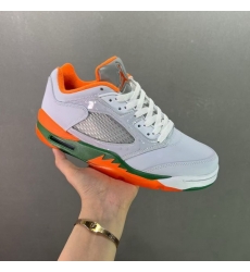 Men Air Jordan 5 Low Hurricanes White Green Orange Shoes