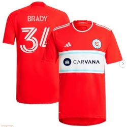 Men's Chicago Fire Chris Brady adidas Red 2024 Return To Red Replica Player Jersey
