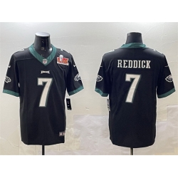Men Philadelphia Eagles 7 Haason Reddick Black 2025 Super Bowl LIX Patch Vapor Untouchable Limited Stitched Football Jersey