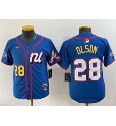 Youth National League 28 Matt Olson Blue 2025 All Star Edition Limited Stitched Baseball Jersey Youth National League 28 Matt Olson Blue 2025 All Star Edition Limited Stitched Baseball Jersey