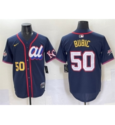 Men American League 50 Kristofer Bubic Navy 2025 All Star Edition Limited Stitched Baseball Jersey Men American League 50 Kristofer Bubic Navy 2025 All Star Edition Limited Stitched Baseball Jersey