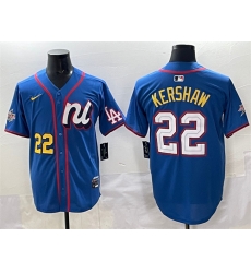 Men National League 22 Clayton Kershaw Blue 2025 All Star Edition Limited Stitched Baseball Jersey