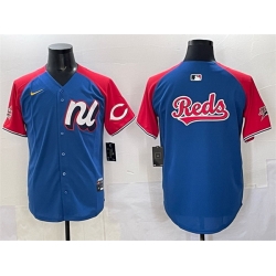 Men National League Cincinnati Reds Team Big Logo Blue Red Alternate 2025 All Star Edition Limited Stitched Baseball Jersey