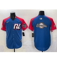 Men National League Milwaukee Brewers Team Big Logo Blue Red Alternate 2025 All Star Edition Limited Stitched Baseball Jersey Men National League Milwaukee Brewers Team Big Logo Blue Red Alternate 2025 All Star Edition Limited Stitched Baseball Jersey