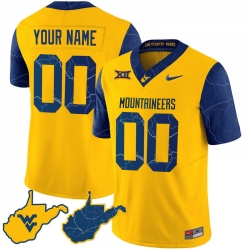 Men Women Youth West Virginia Mountaineers 2024 Country Roads Custom Jersey All Stitched Gold