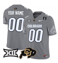 Men Women Youth Colorado Buffaloes Gray Vapor Limited Custom Jersey V2 Big 12 XII Patch All Stitched Black Patch
