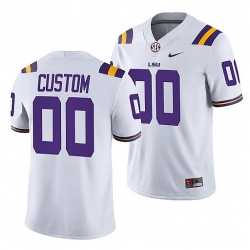 LSU Tigers Custom White College Football Men Jersey