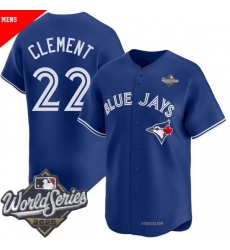 Men Toronto Blue Jays 22 Ernie Clement Royal Cool Base Stitched Baseball Jersey Men Toronto Blue Jays 22 Ernie Clement Royal Cool Base Stitched Baseball Jersey