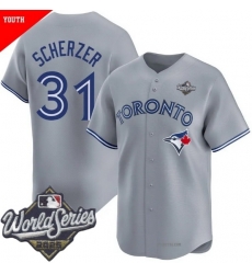 Men Toronto Blue Jays 31 Max Scherzer Gray Cool Base Stitched Baseball Jersey