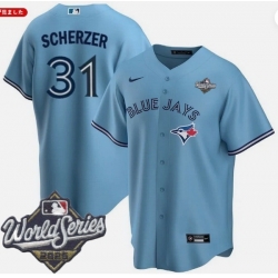 Men Toronto Blue Jays 31 Max Scherzer Light Blue Cool Base Stitched Baseball Jersey