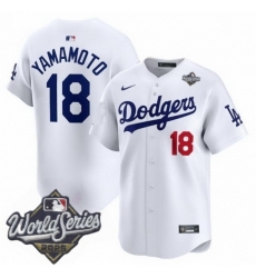 Men Los Angeles Dodgers 18 Yoshinobu Yamamoto 2025 World Series Cool Base Stitched Baseball Jersey White