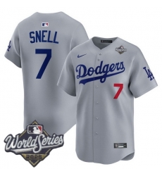 Men Los Angeles Dodgers 7 Blake Snell 2025 World Series Cool Base Stitched Baseball Jersey Gray
