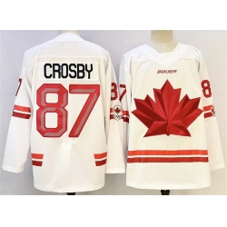 Men Canada Hockey 87 Sidney Crosby White Stitched Jersey