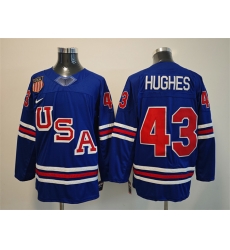 Men USA  43 Quinn Hughes Royal 2025 2026 Stitched Jersey