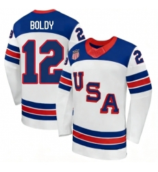 Men's USA #12 Matt Boldy White 2026 Stitched Jersey
