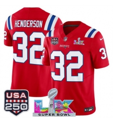 Men New England Patriots 32 TreVeyon Henderson Red 2025 F U S E Super Bowl LX Patch And USA 250 27 Patch Vapor Limited Football Stitched Jersey Men New England Patriots 32 TreVeyon Henderson Red 2025 F U S E Super Bowl LX Patch And USA 250 27 Patch Vapor Limited Football Stitched Jersey