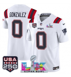 Youth New England Patriots 0 Christian Gonzalez White 2025 F U S E Super Bowl LX Patch And USA 250 27 Patch Vapor Limited Stitched Football Jersey Youth New England Patriots 0 Christian Gonzalez White 2025 F U S E Super Bowl LX Patch And USA 250 27 Patch Vapor Limited Stitched Football Jersey