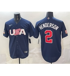 Men USA Baseball 2 Gunnar Henderson Navy World Baseball Classic Stitched Jersey Men USA Baseball 2 Gunnar Henderson Navy World Baseball Classic Stitched Jersey