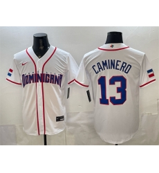 Men Dominican Republic Baseball 13 Junior Caminero White 2026 World Baseball Classic Home Stadium Stitched Jersey Men Dominican Republic Baseball 13 Junior Caminero White 2026 World Baseball Classic Home Stadium Stitched Jersey