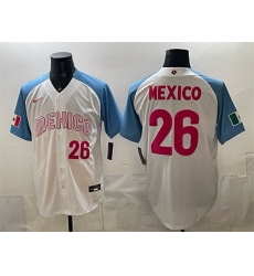 Men Mexico Baseball  26 Mexico White 2026 World Baseball Classic Home Stadium Stitched Jersey