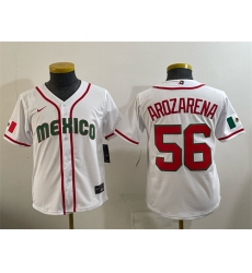 Youth Mexico Baseball 56 Randy Arozarena White 2026 World Baseball Classic Home Stadium Stitched Baseball Jersey Youth Mexico Baseball 56 Randy Arozarena White 2026 World Baseball Classic Home Stadium Stitched Baseball Jersey