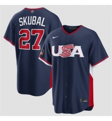 Men USA Baseball  27 Tarik Skubal Navy 2026 World Baseball Classic Road Stadium Stitched Jersey