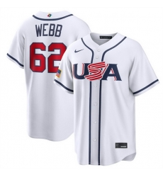 Men USA Baseball  62 Logan Webb White 2026 World Baseball Classic Home Stadium Stitched Jersey