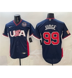 Men USA Baseball 99 Aaron Judge Navy 2026 World Baseball Classic United States 250th Anniversary Patch Road Stadium Stitched Jersey Men USA Baseball 99 Aaron Judge Navy 2026 World Baseball Classic United States 250th Anniversary Patch Road Stadium Stitched Jersey